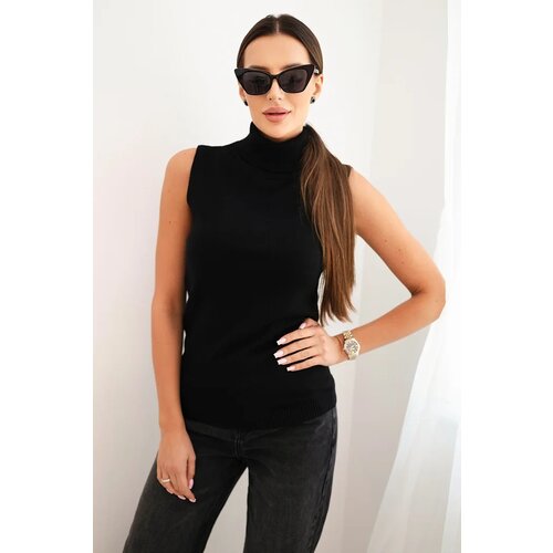 Kesi Włoski Women's sleeveless viscose blouse with a turtleneck black Cijene
