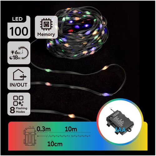 Aigostar led spoljna božićna led girlanda 100xLED/8 funkcija 3xAA 10,3m IP44 vi&scaron;ebojna Cene