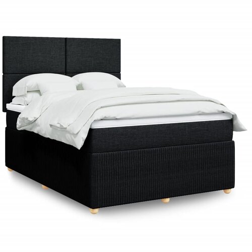 VidaXL Box spring postelja z vzmetnico črna 160x200 cm blago Slike