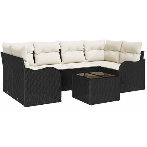 vidaXL Vrtna sedežna garnitura 7 pcs Črna in krem 55 x 55 x 37 cm, (5000020176) Cene