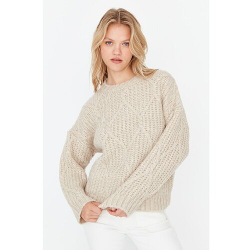 Trendyol Stone Oversize Knitted Detailed Knitwear Sweater Cene