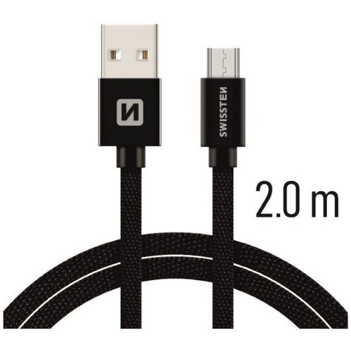 Swissten kabel USB/microUSB, platneni, 2m, crni Cijene