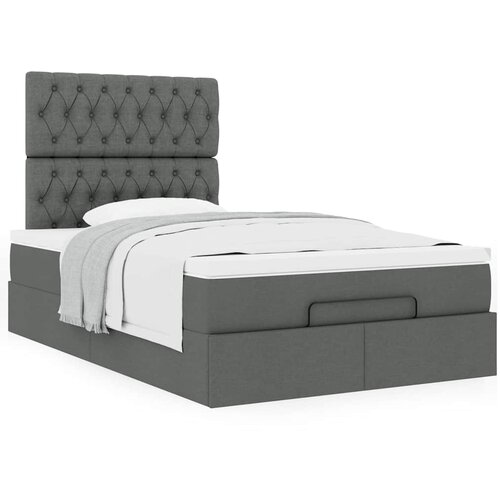 VidaXL Otomanski posteljni okvir z vzmetnico siv 120x190 cm blago Slike