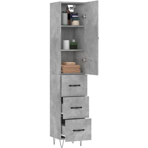  Visoka komoda siva betona 34,5x34x180 cm od konstruiranog drva Slike