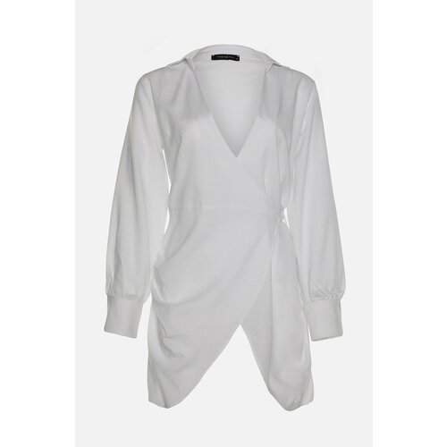 Trendyol White Shirt Collar Dress Slike