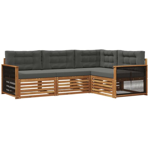 vidaXL Zunanja garnitura za sedenje 4 pcs Naravna in antracitna, (5000280993) Cene