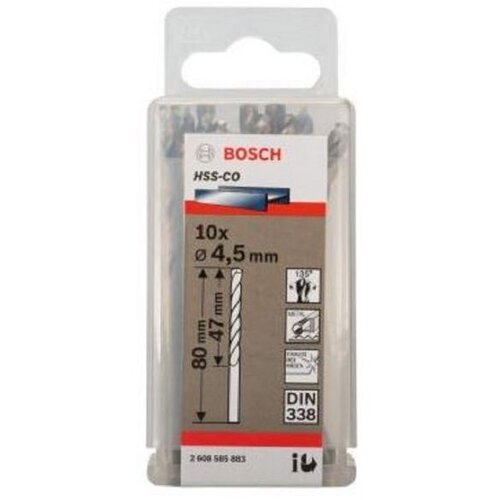 Bosch Burgija za metal HSS-Co, DIN 338 4,5 x 47 x 80 mm (pakovanje od 10 komada) Cene