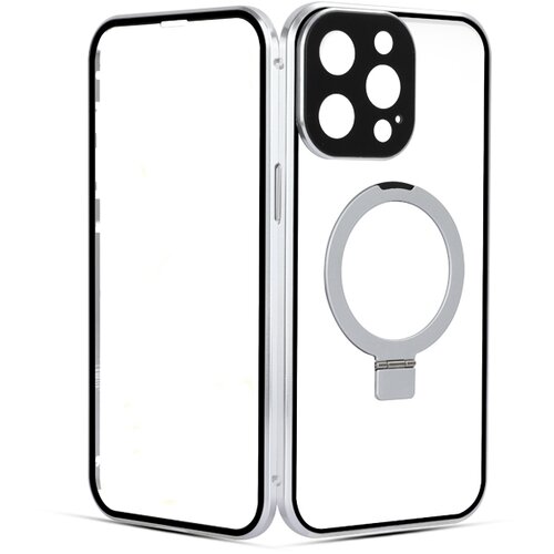 INF HD prozorna magnetna torbica s stojalom za iPhone Silver iPhone 15 Plus, (21325636) Slike