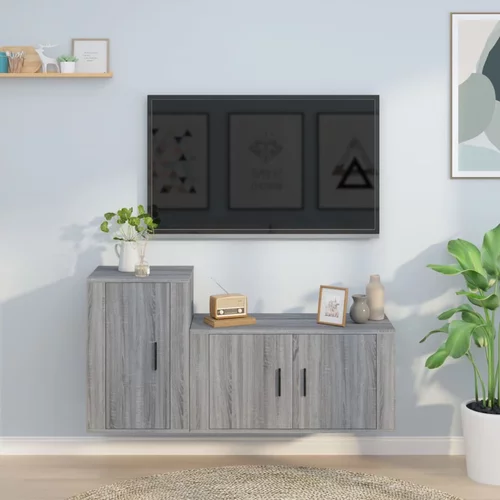 vidaXL Komplet TV omaric 2-delni siv sonoma inženirski les