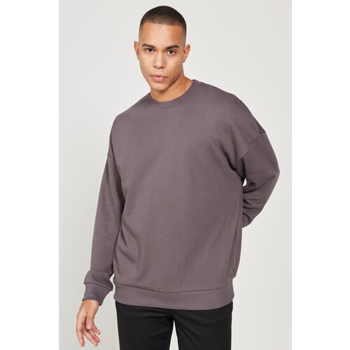 AC&Co / Altınyıldız Classics Men's Dark Gray Oversize Loose Fit 3 Thread Crew Neck Cotton Sweatshirt Cene