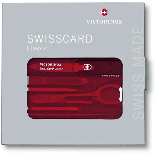 Victorinox večnamenski nož - orodje 0 7100 T SwissCard transparent rdeč