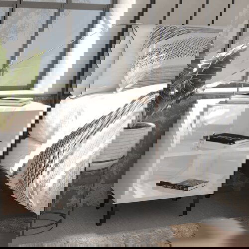 VidaXL Noćni ormarić s metalnim nogama visoki sjaj bijeli 40x30x50 cm Slike
