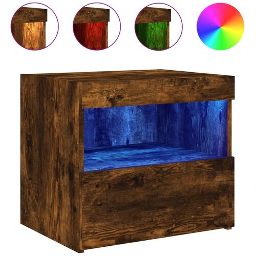 Maison Chic Nočna omarica - Nočna miza z LED lučkami dimljeni hrast 50x40x45 cm, (21690027) Cene