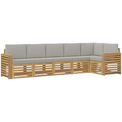  Set vanjskih sofa 6 kom. Bijela i svjetlosiva Poliester 310 x 132,5 x 73 cm Slike