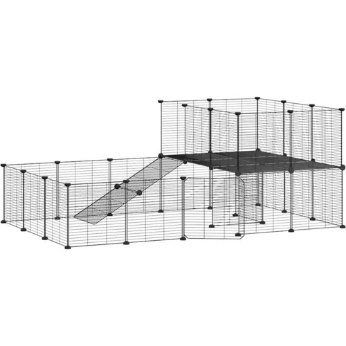 vidaXL Ograda za hi&scaron;ne ljubljenčke s 36 paneli črna 35x35 cm jeklo, (20802194) Cene