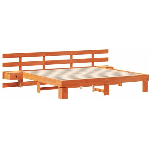  Krevetna konstrukcija Smeđa 200 x 200 cm Čvrsto borovo drvo Slike