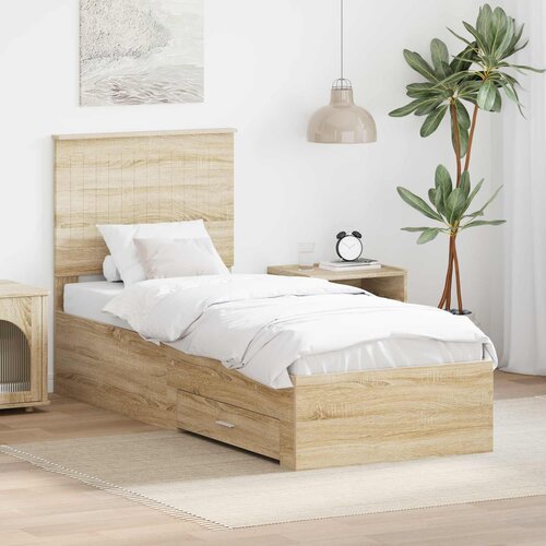 vidaXL Krevetna konstrukcija Sonoma hrast i srebrna 75 x 190 cm Cijene
