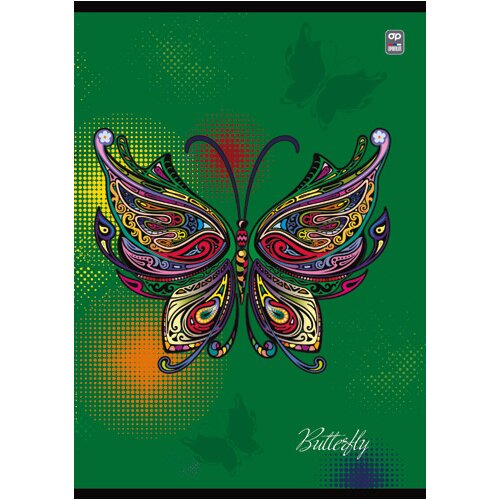 Optimum Sveska sa spiralom tvrdi povez karo A5/80 Butterfly Slike