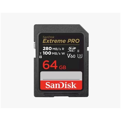 San Disk SDXC 64GB EXTREME PRO, UHS-II, 280/100MB/s, V60, U3, Slike