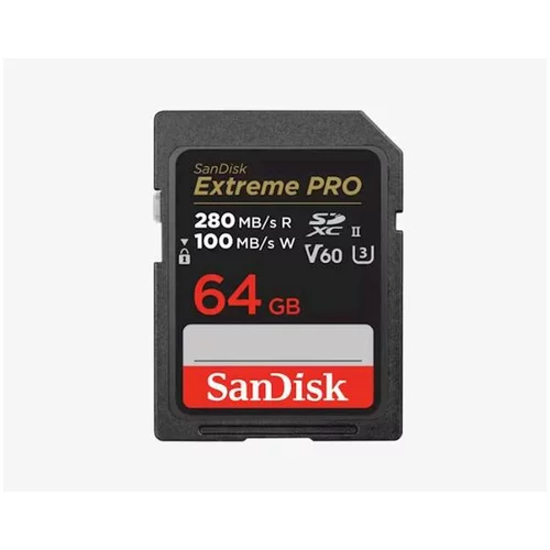 San Disk SDXC 64GB EXTREME PRO, UHS-II, 280/100MB/s, V60, U3,