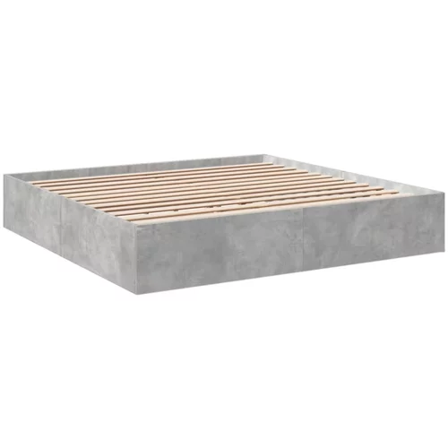 vidaXL Posteljni okvir betonsko siv 200x200 cm inženirski les, (21156052)