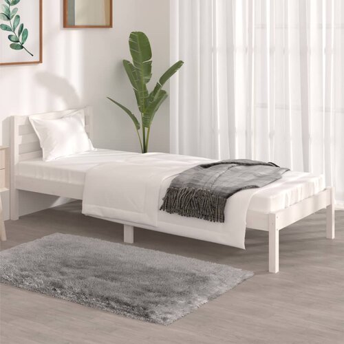 VidaXL posteljni okvir iz borovine 75x190 cm bel 2FT6 Slike