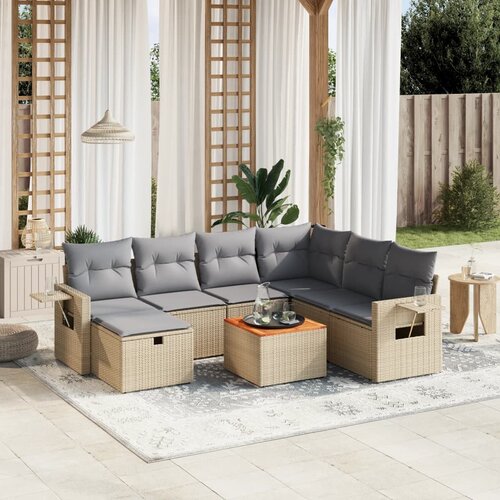 vidaXL 8-dijelni set vrtnih sofa s jastucima bež od poliratana Cijene