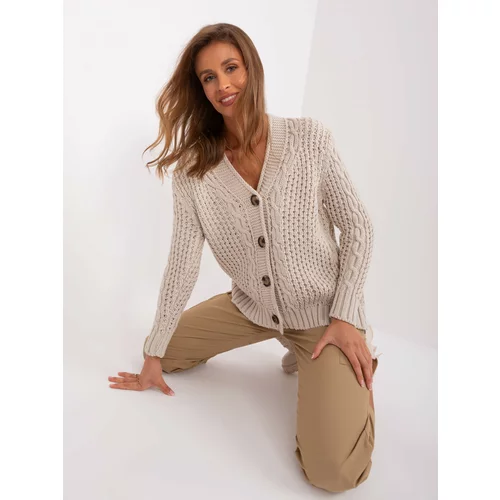 Fashion Hunters Light beige cardigan with buttons