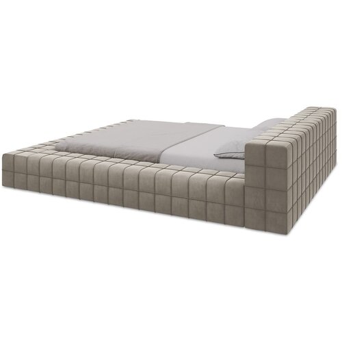 Makamii Tapecirani bračni krevet smeđe-sivi s podnicom 140x200 cm Akela &amp;ndash; Slike