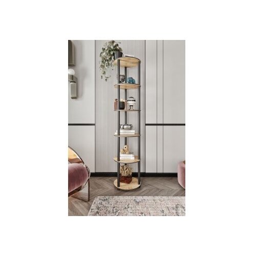 Hanah home Polica za knjige Bookcase 6 Layer Round Hrast Cene