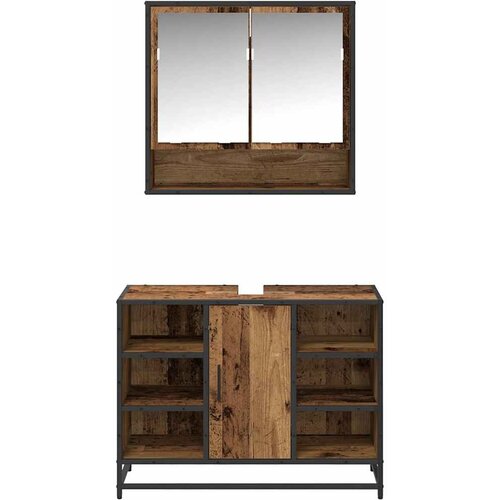  Set namje&amp;scaron;taja za kupaonicu 2 kom. Staro drvo Konstruirano drvo Smeđa 80 x 33 x 60 cm Slike