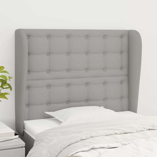 Uzglavlje s u&amp;scaron;ima svjetlosivo 93x23x118/128 cm od tkanine Slike
