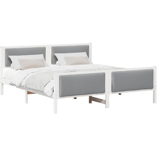  Krevetna konstrukcija Svijetlo siva 180 x 200 cm tkanina Bijela Slike