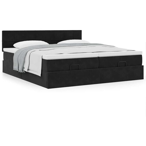 vidaXL Otomanski posteljni okvir z vzmetnicami črn 200x200cm žamet Cene