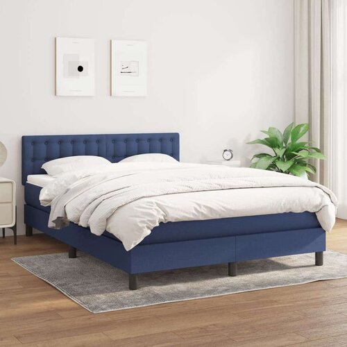  Box spring postelja z vzmetnico modra 140x200 cm blago, (20892640) Slike