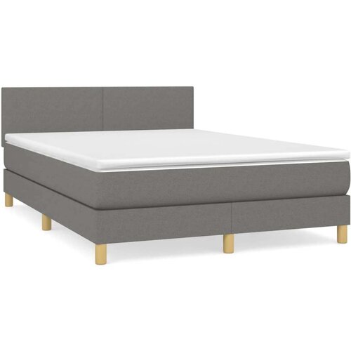 VidaXL Krevet s oprugama i madracem tamnosivi 140x190 cm od tkanine Slike