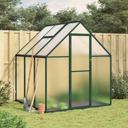 vidaXL Rastlinjak z okvirjem zelen 169x169x195 cm aluminij Cene