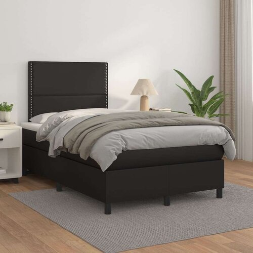  Krevet s oprugama i madracem crni 120 x 200 cm od umjetne kože Slike