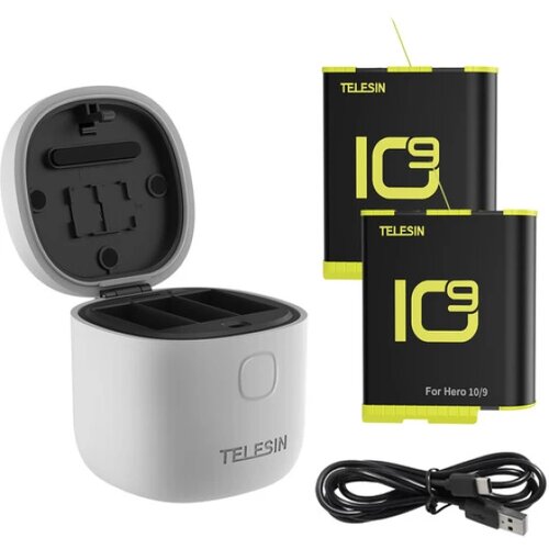 Telesin Allin box 3-slot charger box i 2 baterije za GoPro Hero 11/10/9 Slike
