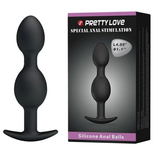  Butt plug sa kuglicama, 12.5cm, Crni Slike