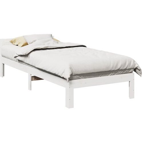 vidaXL Posteljni okvir brez vzmetnice bel 90x200 cm trdna borovina Cene
