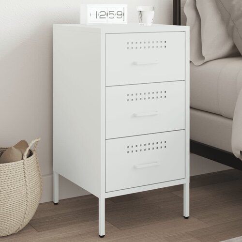 VidaXL Nočna omarica bela 36x39x68 cm hladno valjano jeklo Slike