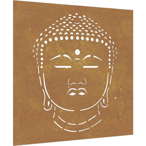 VidaXL Vrtna stenska dekoracija 55x55 cm corten jeklo glava Bude, (20958501) Slike