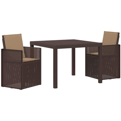 vidaXL Komplet za jedilnico v vrtu z blazino 3 pcs Rjava in taupe PP, (5000294341) Cene
