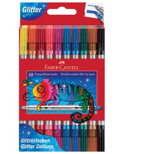  FLOMASTER &Scaron;KOLSKI 10BOJA OBOSTRANI GLITTER FABER CASTELL 151107 BLISTER Cene