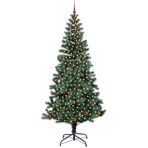 VidaXL Umjetno predsvijetljeno božićno drvce Zelena 240cm PVC i metal Slike