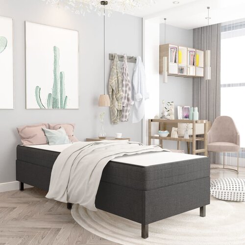VidaXL Box spring okvir za krevet od tkanine sivi 90 x 200 cm Slike