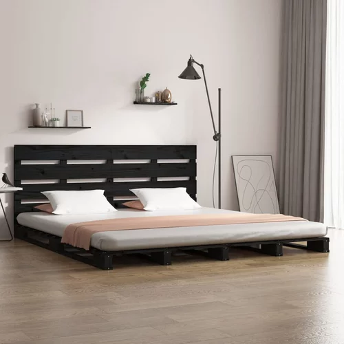 vidaXL okvir za krevet od masivnog drva crni 135x190 cm 4FT6 bračni