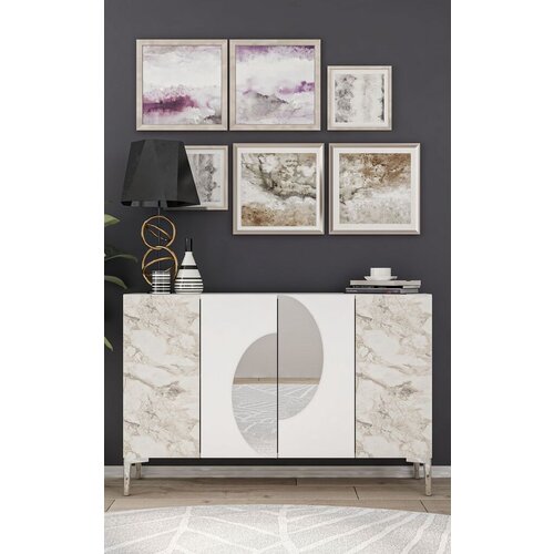 Hanah home konzolni sto Afra KM120, 120x75x29.6 cm, Belo-srebrne boje Slike