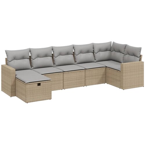 vidaXL 7-dijelni set vrtnih sofa s jastucima bež od poliratana Cijene